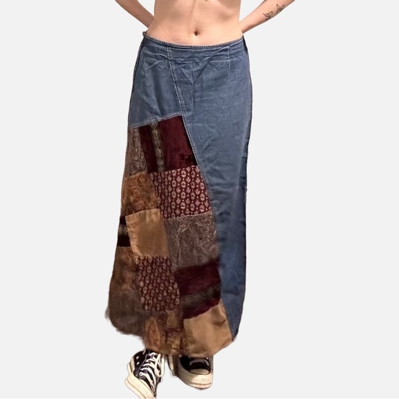 Vintage Long Denim Skirt - Picture 2 of 3